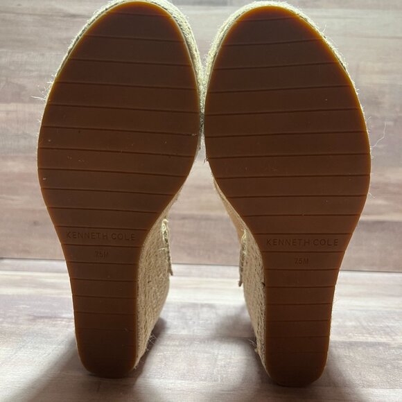 Kenneth Cole Womens 7.5 Olivia Simple Espadrille Wedge Sandals Beige Suede&Jute - Picture 4 of 11
